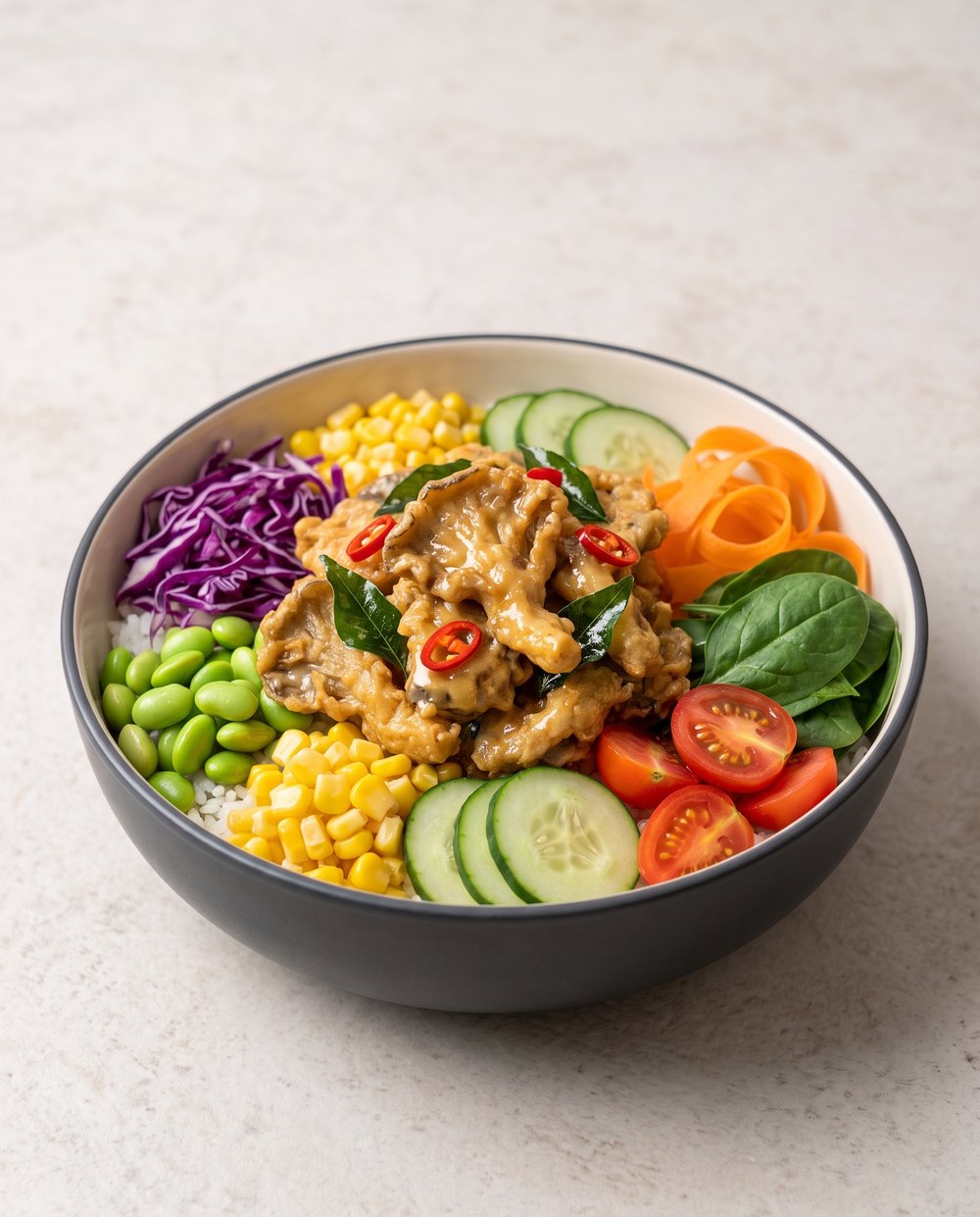 Creamy Mushroom Poke Tup